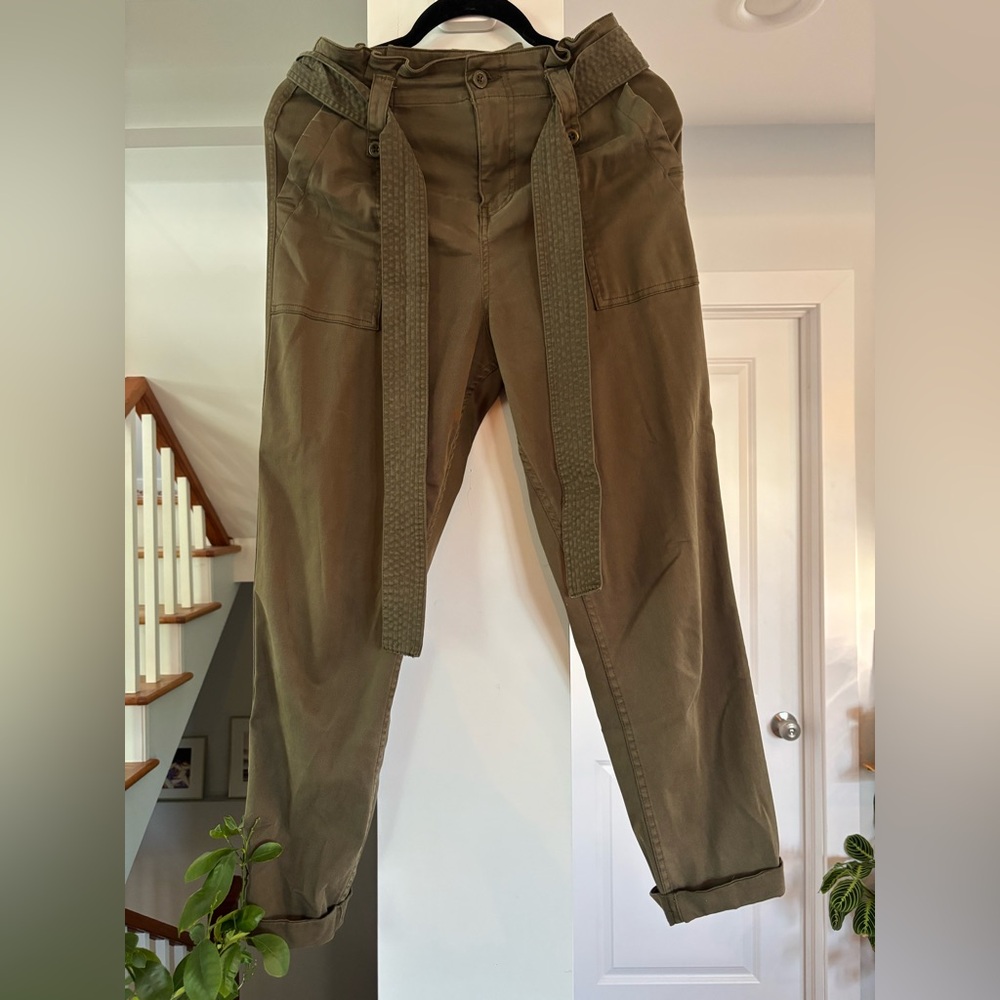 Topshop Olive Green High-Waisted Pants - Size 4